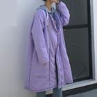 Mock Two-piece Hooded Padded Long Coat