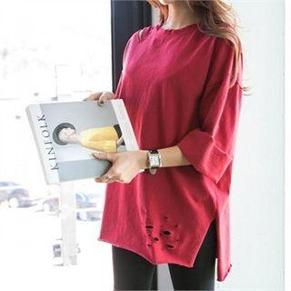 Distressed-detail Oversized T-shirt