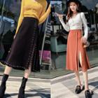 Studded A-line Midi Knit Skirt