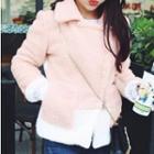 Color Block Fleece Snap-button Jacket