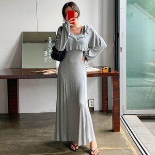 Set: Crop Hoodie + Maxi Flared Tank Dress