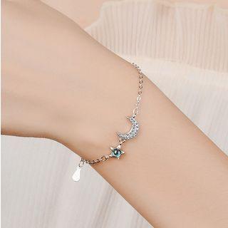 Rhinestone Moon & Star Bracelet As Shown In Figure - One Size