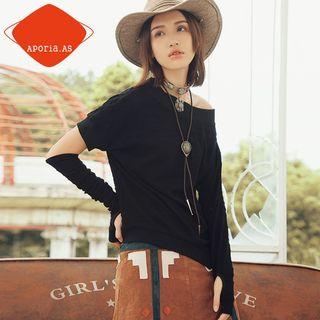 Off-shoulder Long-sleeve Sweatshirt