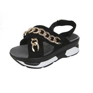 Chain Cross-strap Platform Sandals
