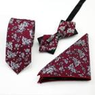 Set Of 3: Printed Neck Tie + Bow Tie + Pocket Square Mz-34 - One Size