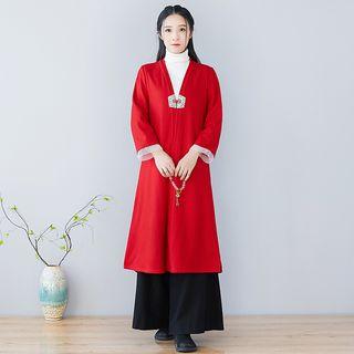 Frog-button Embroidered Coat