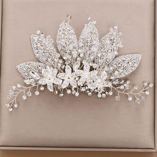 Rhinestone Branches Hair Clip White - One Size