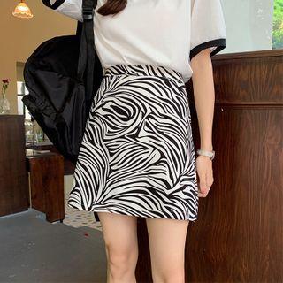 High-waist Zebra Print Mini Skirt