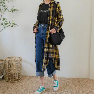 Plus Size Plaid Long Shirt