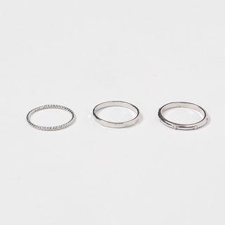 Set Of 3: Rings Silver - One Size
