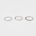 Set Of 3: Rings Silver - One Size