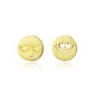 Sterling Silver Plated Gold Simple Fashion Expression Geometric Round Stud Earrings Golden - One Size