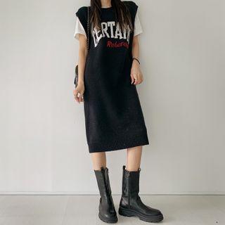 Round-neck Letter Midi Vest Dress