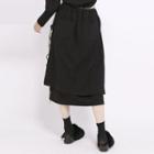 Lace-up Layered Midi A-line Skirt