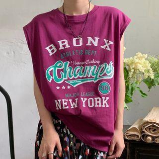 Lettering Tank Top Purple - One Size