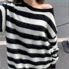 Distressed Striped Sweater Stripe - Black & White - One Size