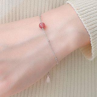 925 Sterling Silver Bead Bracelet Strawberry - One Size