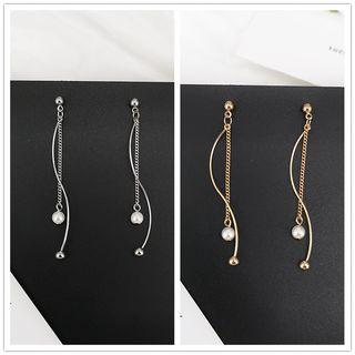 Faux Pearl Swirl Fringed Earring
