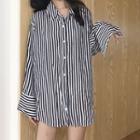Striped Two Way Shirt As Shown In Figure - One Size