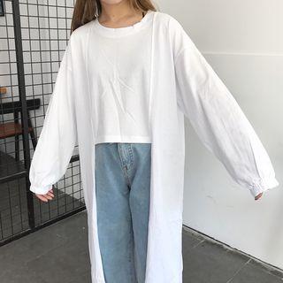 Lettering Long-sleeve Loose-fit Top