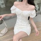 Short-sleeve Lace Up Mini A-line Dress As Shown In Figure - One Size