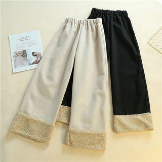 Faux-shearling Panel Wide-leg Pants