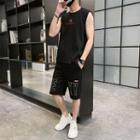 Set: Lettering Tank Top + High-waist Lettering Sweatshorts (various Design)