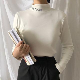 Lettering Long-sleeve Turtleneck