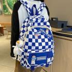 Checkered Lettering Backpack / Badge / Bag Charm / Set