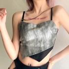 Mock Two-piece Chained Tie-dye Cropped Camisole Top