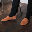 Oval-toe Foldable Cowhide Loafers