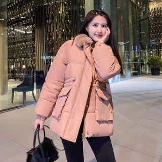 Furry Trim Padded Zip-up Jacket