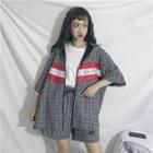 Set: Check 3/4-sleeve Jacket + Shorts