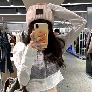 Knit Panel Crop Shirt