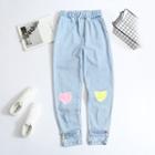 Heart Appliqu  Washed Jeans