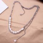 Faux Pearl Stainless Steel Choker Silver - One Size