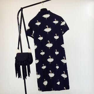 Short-sleeve Printed Polo Shirt Dress
