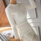 Round-neck Ribbed Knit Minidress