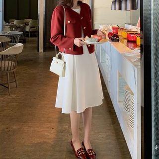 Single-breasted Jacket / Midi A-line Skirt