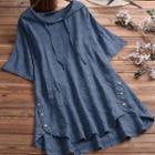 Hooded Elbow-sleeve Medium Long Shirt