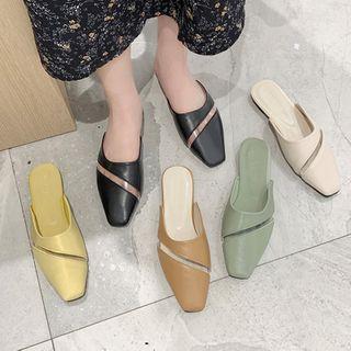 Square-toe Pvc Panel Mules