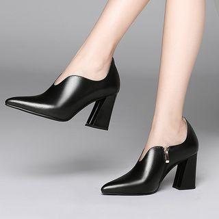 Chunky Heel Pointed Shoes