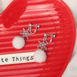 Snowflake Pom Pom Drop Earring