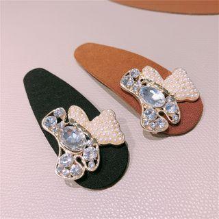 Faux Pearl Rhinestone Bear Hair Clip