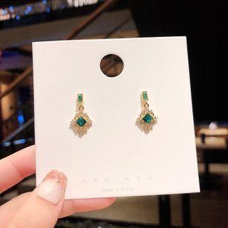 Rhinestone Dangle Earring E1547 - 1 Pair - Gold - One Size