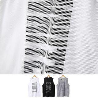 Letter Mesh Tank Top