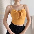 Ribbon Ribbed Cropped Camisole Top