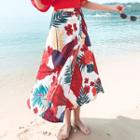 Floral Printed A-line Midi Skirt