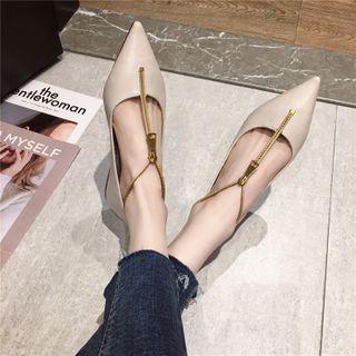 Zip Accent Pointed Flats