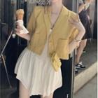 Elbow-sleeve Blazer / Strapless A-line Dress